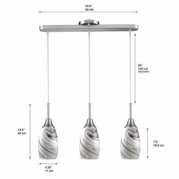 Photo 2 of BELDI PEAK 3 LIGHT BLACK & GREY PENDANT MODEL 1833-P3 22.8” X 68.5”