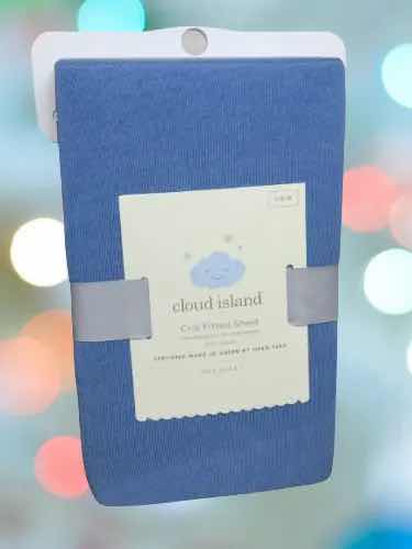 Photo 1 of CLOUD ISLAND BLUE SINGLE CRIB FITTED SHEET SET OF 2