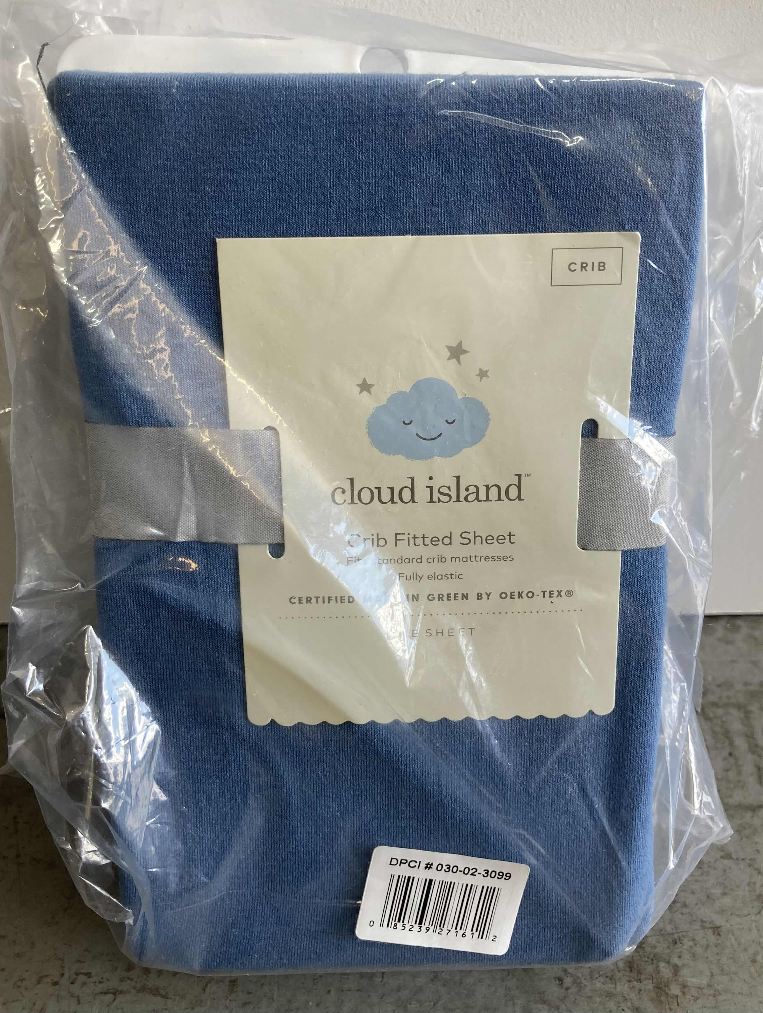 Photo 2 of CLOUD ISLAND BLUE SINGLE CRIB FITTED SHEET SET OF 2