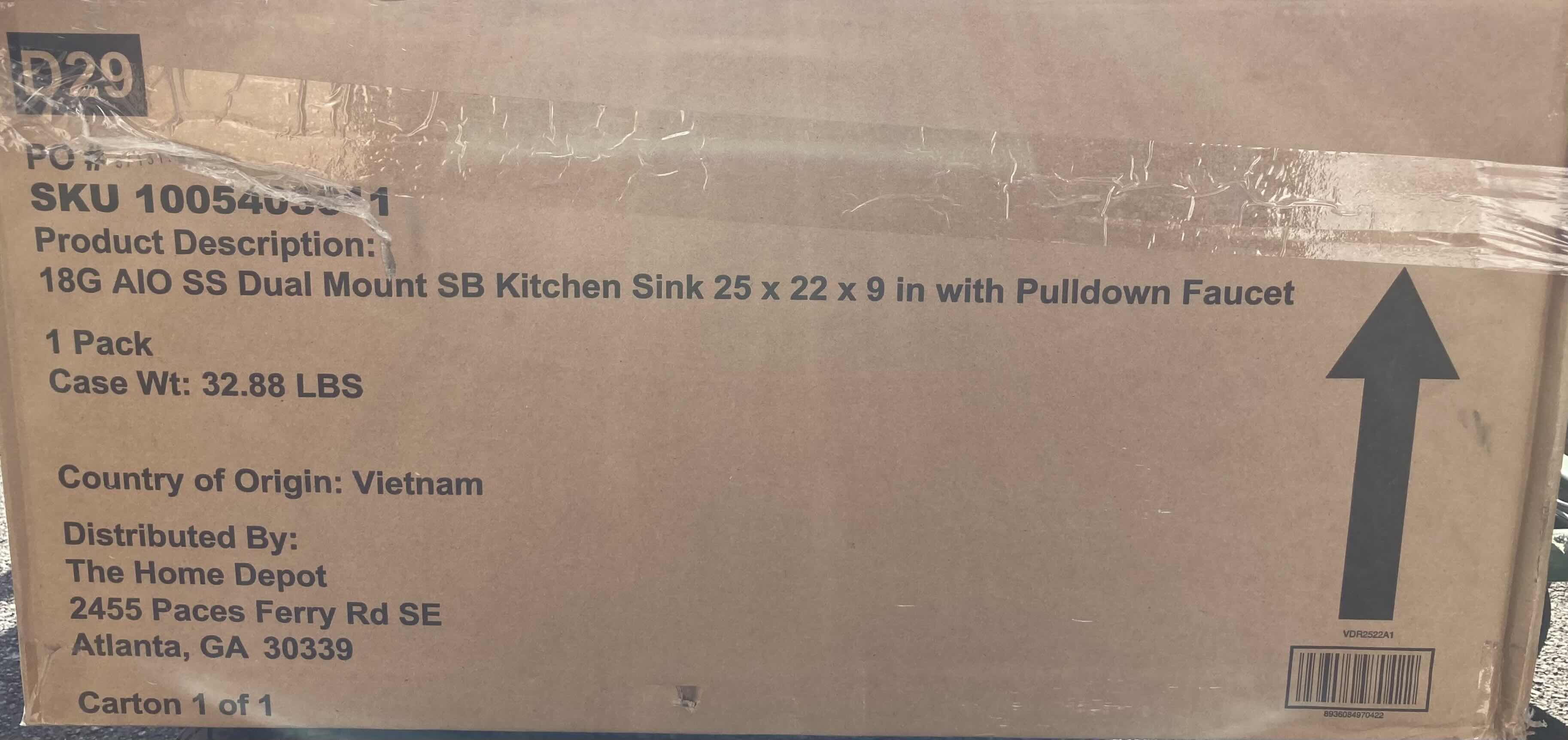 Photo 4 of GLACIER BAY 25” AIO DOLANCOURT STAINLESS STEEL 18G DUEL MOUNT SINGLE BOWL KITCHEN SINK W PULL DOWN FAUCET 1005403611