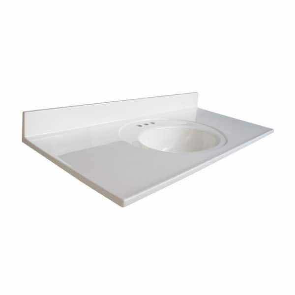 Photo 2 of GLACIER BAY 49” WHITE CULTURED MARBLE SINGLE BOWL VANITY TP SINK 143770