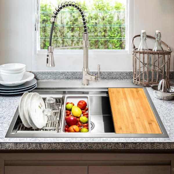 Photo 2 of AKDY 33” STAINLESS STEEL 18G TOP MOUNT SINGEL BOWL KITCHEN SINK ALL IN ONE MODEL KS0365 (READ NOTES)