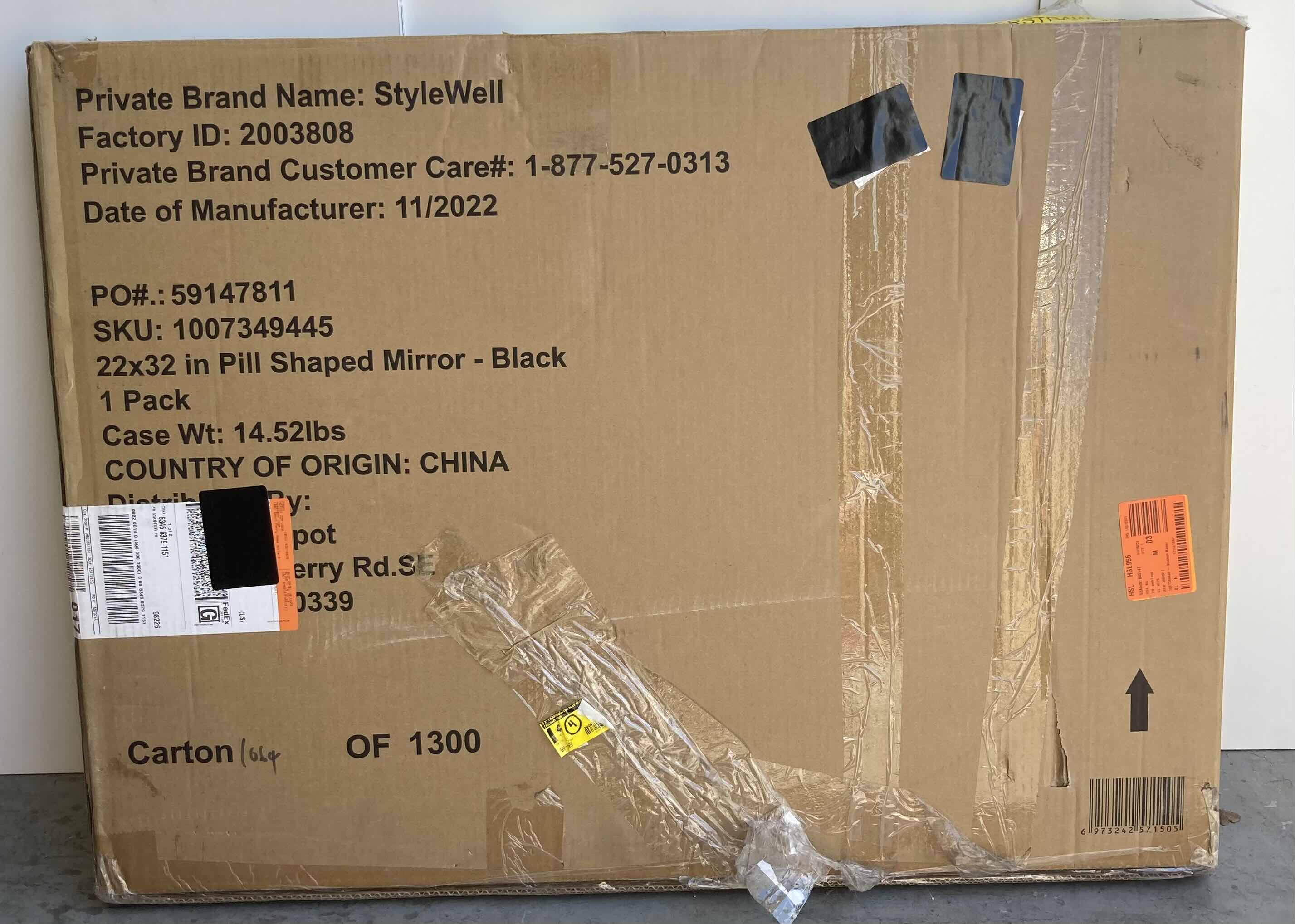 Photo 5 of STYLEWELL MEDIUM OVAL BLACK FRAMED MIRROR MODEL AL-P2232B 22” X 32”