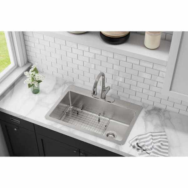 Photo 3 of ELKAY 33” STAINLESS STEEL 18G DUEL MOUNT SINGLE BOWL KITCHEN SINK W ACCESSORY MODEL HDDSB33229TR3