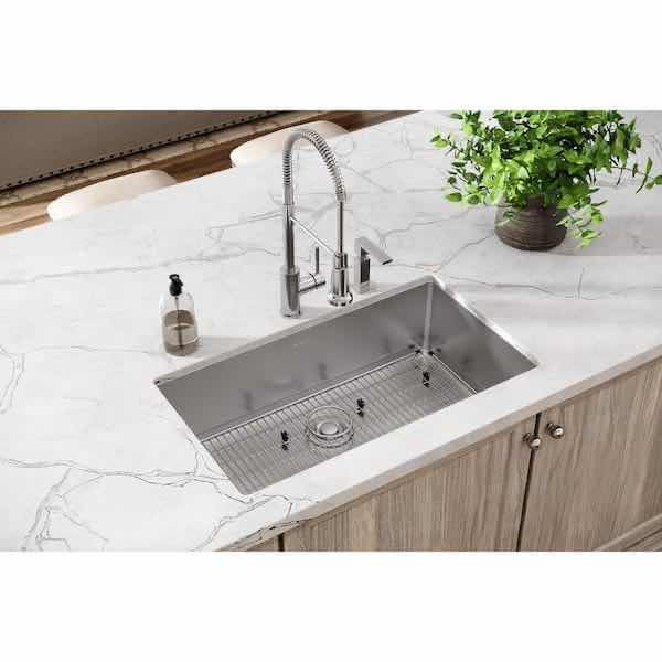 Photo 3 of ELKAY 33” STAINLESS STEEL 18G DUEL MOUNT SINGLE BOWL KITCHEN SINK W ACCESSORY MODEL ECTSRS33229TBGFR2