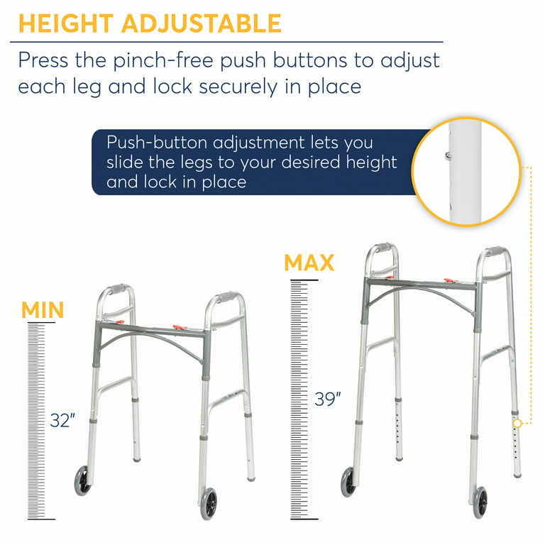 Photo 5 of DRIVE MEDICAL PRESERVE TECH DELUXE TWO BOTTON FOLDING WALKER 5” WHEELS