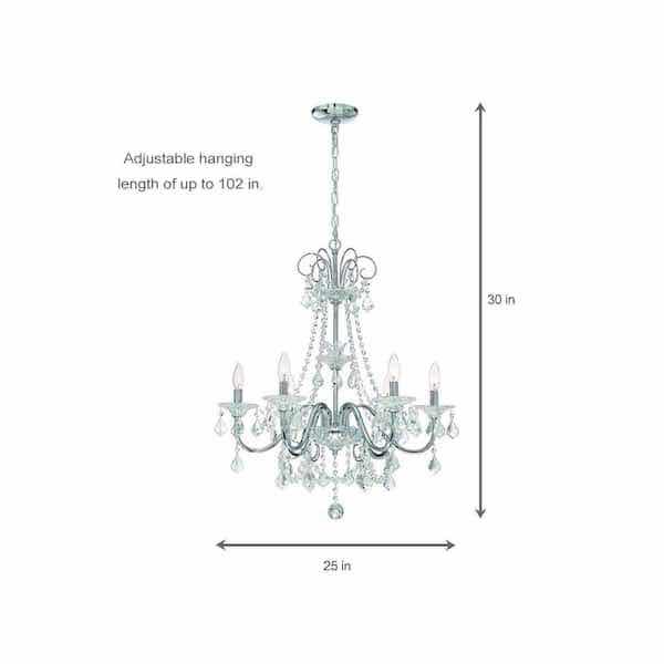 Photo 4 of HOME DECORATORS COLLECTION CANTERBURY PARK CHROME FINISH 6 LIGHT CHANDELIER W CRYSTAL ACCENTS MODEL 29360-HBU