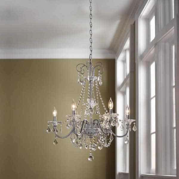 Photo 3 of HOME DECORATORS COLLECTION CANTERBURY PARK CHROME FINISH 6 LIGHT CHANDELIER W CRYSTAL ACCENTS MODEL 29360-HBU