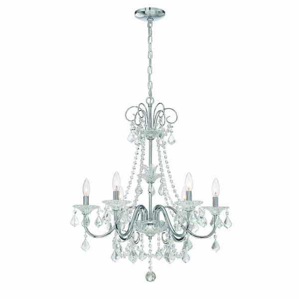 Photo 1 of HOME DECORATORS COLLECTION CANTERBURY PARK CHROME FINISH 6 LIGHT CHANDELIER W CRYSTAL ACCENTS MODEL 29360-HBU