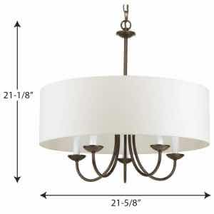 Photo 4 of PROGRESS LIGHTNING ANTIQUE BRONZE 5 LIGHT CHANDELIER LIGHT W WHITE LINEN SHADE MODEL P4217-20