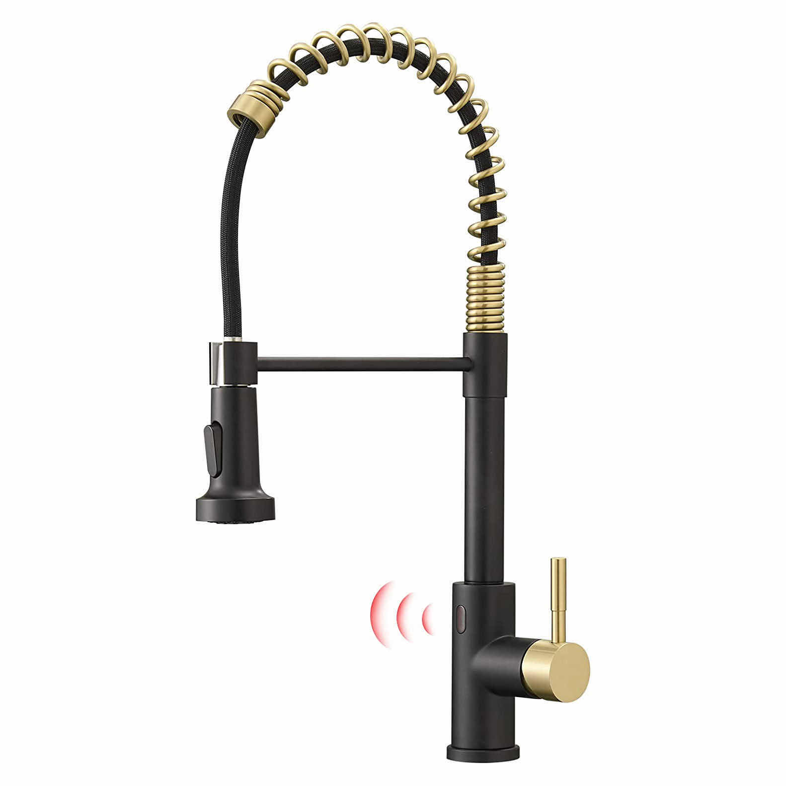 Photo 1 of SENOR FAUCET TOUCHLESS MOTION SENSOR BLACK & GOLD KITCHEN FAUCET W PULL DOWN SPRAYER