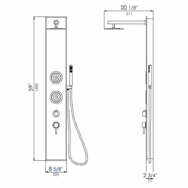 Photo 7 of ALFI BRAND 20.13” WHITE GLASS 2 JET SHOWER TOWER MODEL ABSP50W