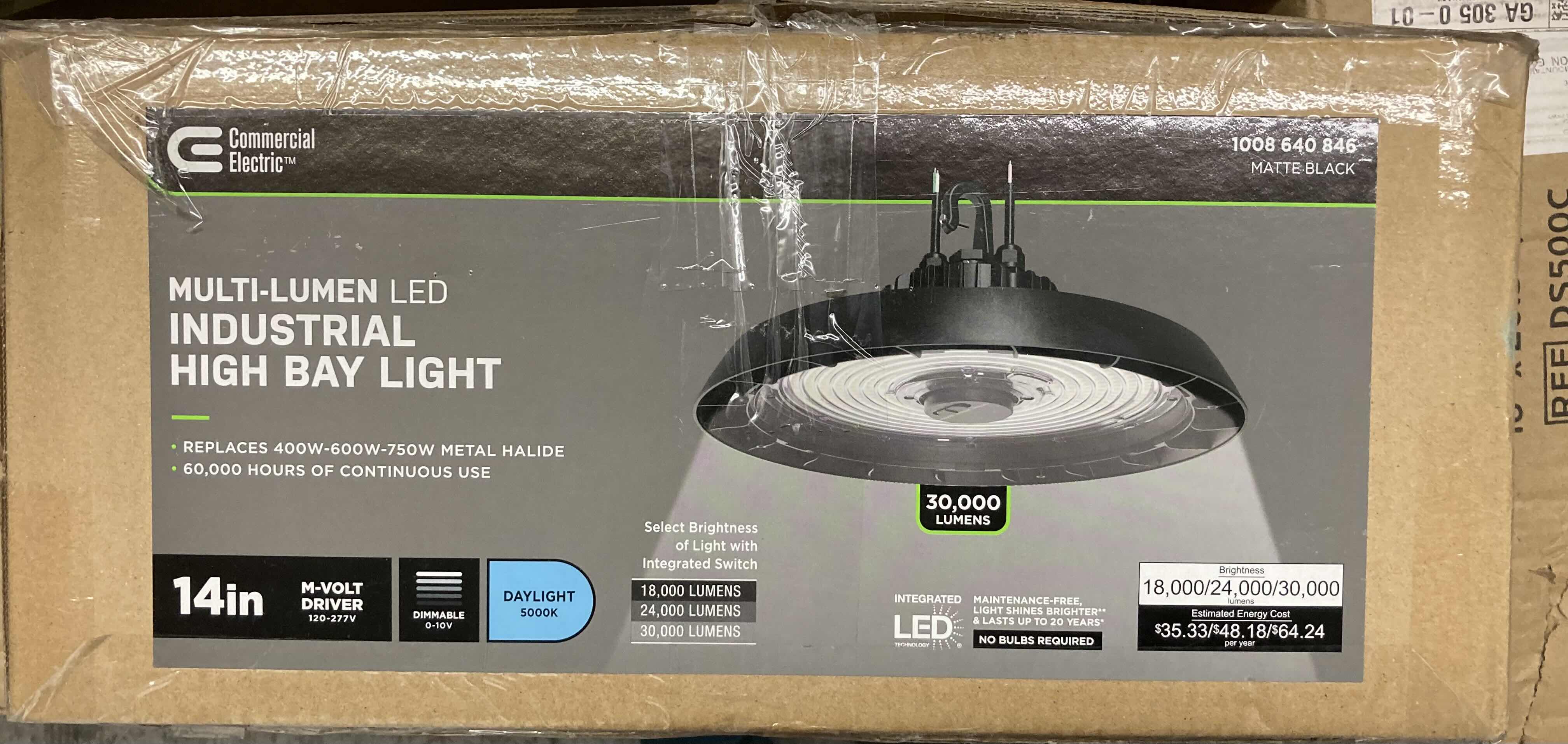 Photo 6 of COMMERCIAL ELECTRIC 14” BLACK INTEGRATED LED 5000K HIGH BAY LIGHT 30,000 LUMENS MODEL HLF-HD08a-200