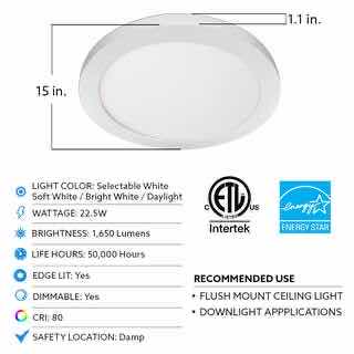 Photo 5 of COMMERCIAL ELECTRIC LED COLOR CHANGING ROUND FLAT PANEL FLUSH MOUNT CEILING LIGHT 1002 632 072