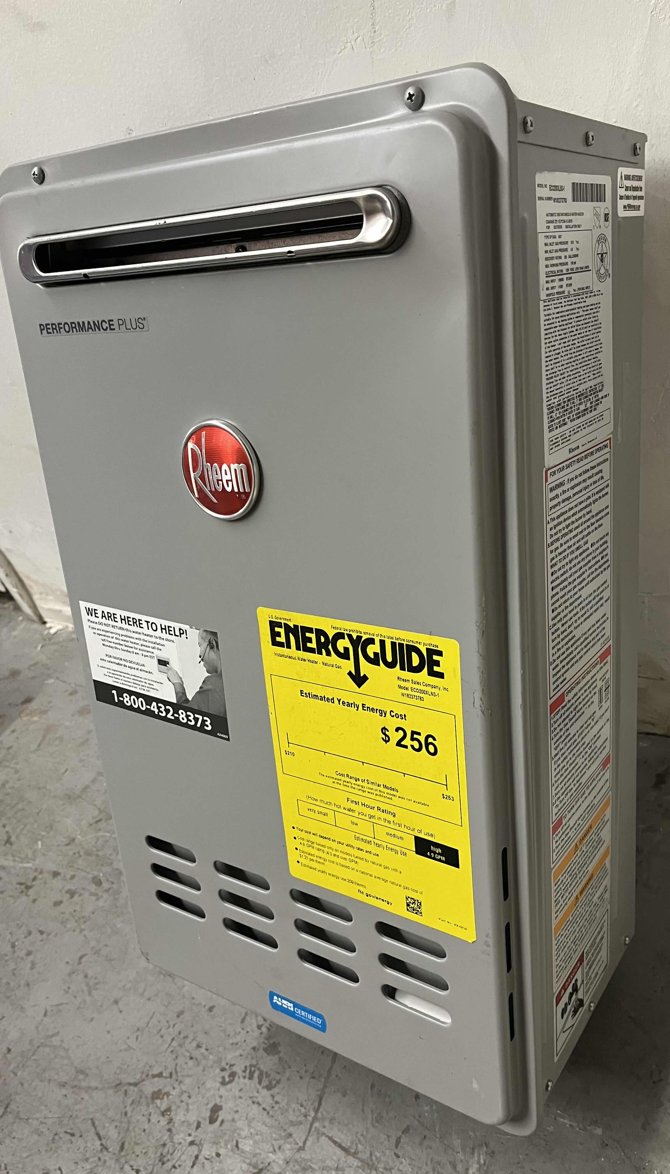 Photo 2 of RHEEM PERFORMANCE PLUS SMART TANKLESS WATER HEATER MODEL ECO200XLN3-1