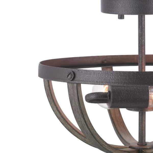 Photo 3 of PROGRESS LIGHTNING KEOWEE ARTISAN IRON  DISTRESSED ELM WOOD ACCENTED SEMI FLUSH MOUNT CEILING LIGHT 1005 094 538