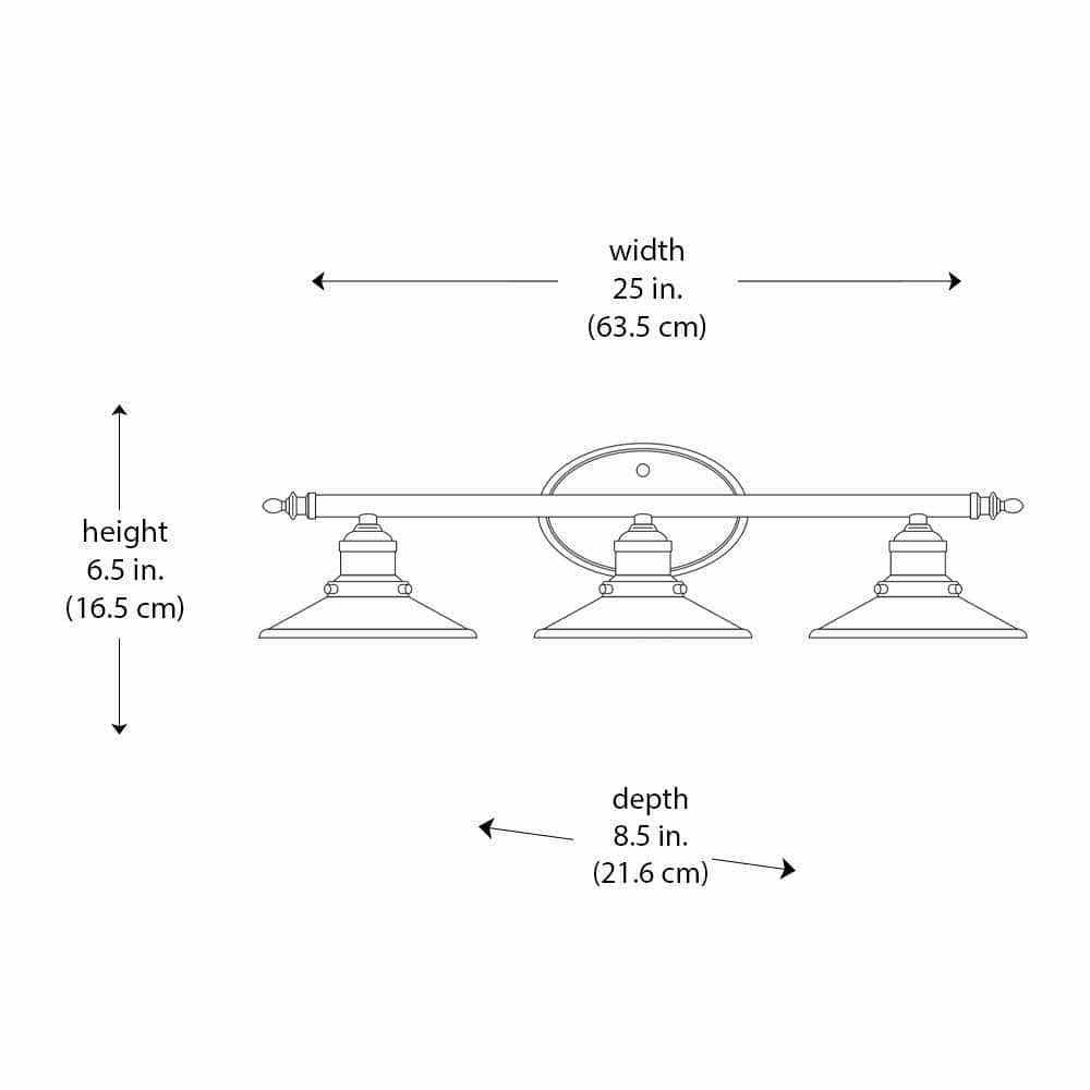 Photo 5 of HAMPTON BAY GLENHURST BRUSH NICKEL FINISH FROSTED WHITE GLASS SHADES 3 LIGHT VANITY FIXTURE LIGHT 1001 564 508