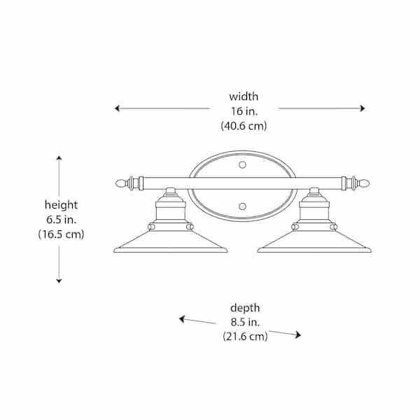 Photo 4 of HAMPTON BAY GLENHURST BRUSH NICKEL FINISH 2 LIGHT VANITY FIXTURE LIGHT 1001 564 507