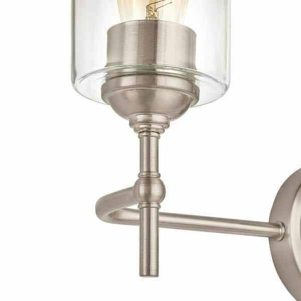 Photo 3 of HOME DECORATORS COLLECTION AYELEN BRUSHED NICKEL FINISH 3-LIGHT VANITY FIXTURE W CLEAR GLASS SHADE MODEL 39109-HBU 22” X 6” H10.25”
