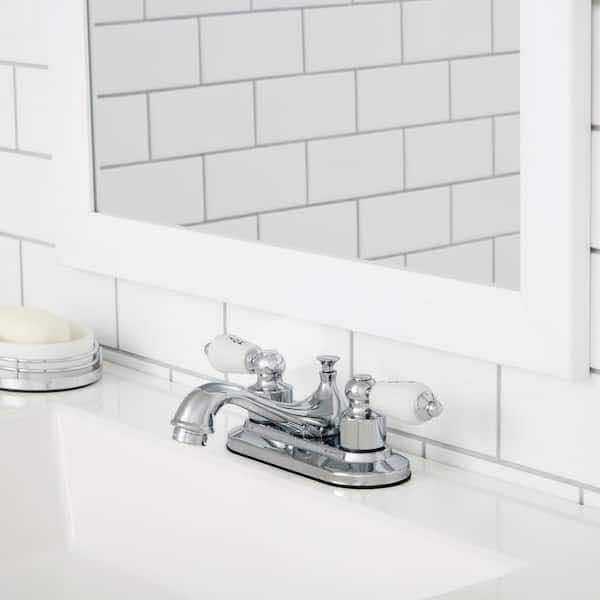 Photo 2 of GLACIER BAY TEAPOT 4” POLISHED CROME CENTERSET TWO HANDLE BATHROOM FAUCET MODEL HD67092W-6301 (READ NOTES)