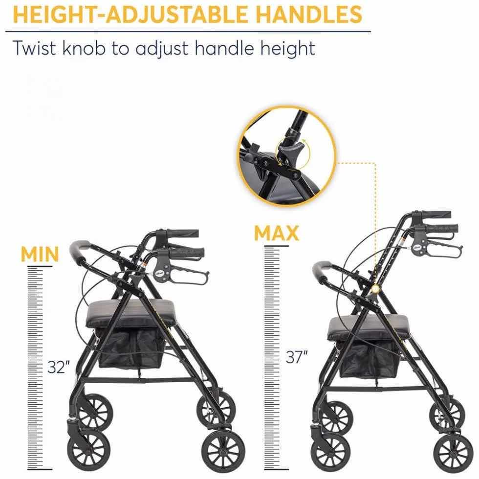 Photo 6 of DRIVE MEDICAL ALUMINIUM FOLDABLE ROLLATOR WALKER W SEAT & 6” WHEELS