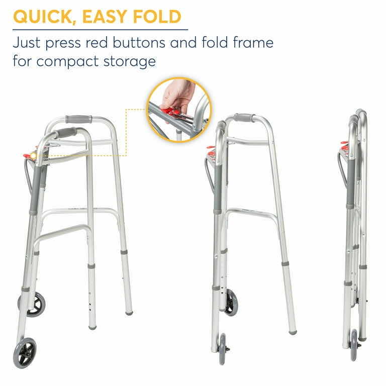 Photo 3 of DRIVE MEDICAL PRESERVE TECH DELUXE TWO BUTTON FOLDING WALKER 5” WHEELS