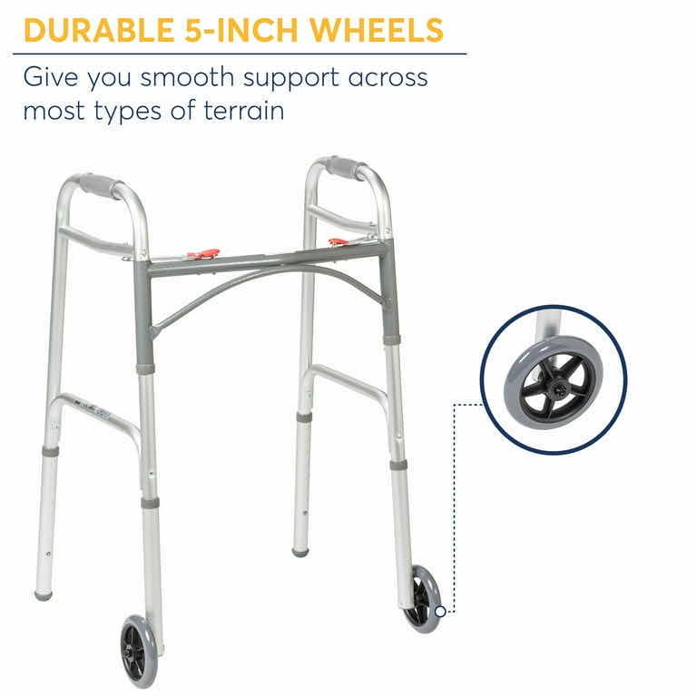 Photo 4 of DRIVE MEDICAL PRESERVE TECH DELUXE TWO BUTTON FOLDING WALKER 5” WHEELS
