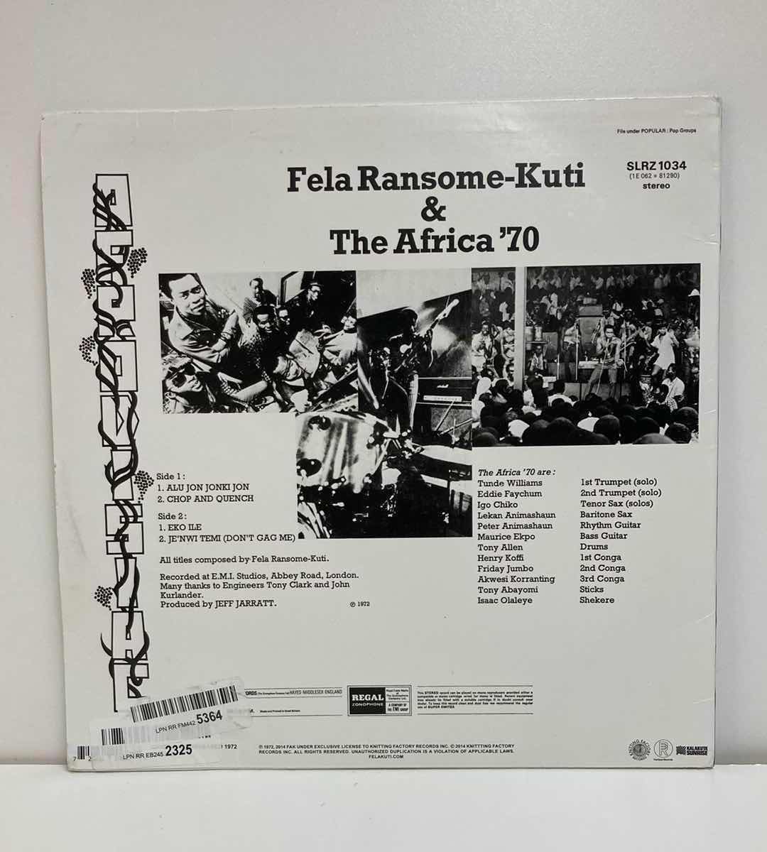 Photo 2 of FELA RANSOME KUTI & THE AFRICA ‘70 VINYL RECORD “AFRODISIAC”