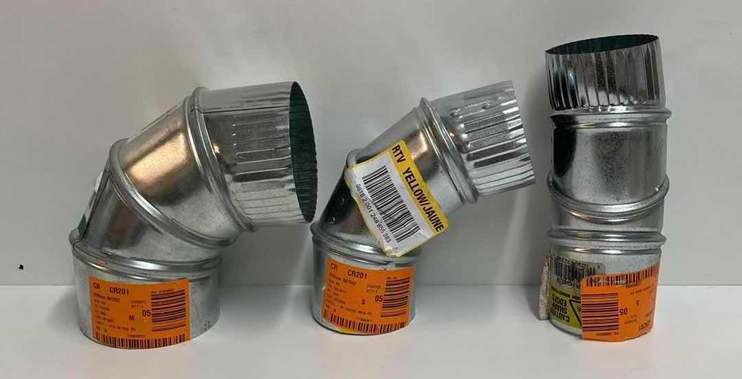 Photo 3 of MASTER FLOW GALVANIZED STEEL DUCT PARTS- COUPLINGS, ELBOWS, FLEXIBLE COLLAR, & EAVE VENTS SIZES 3”-4” (SET OF 11)