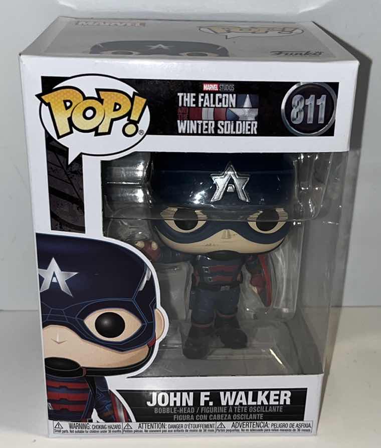 Photo 1 of NIB FUNKO POP MARVEL STUDIOS BOBBLE-HEAD VINYL FIGURE, #811 THE FALCON & THE WINTER SOLDIER JOHN F WALKER (1)