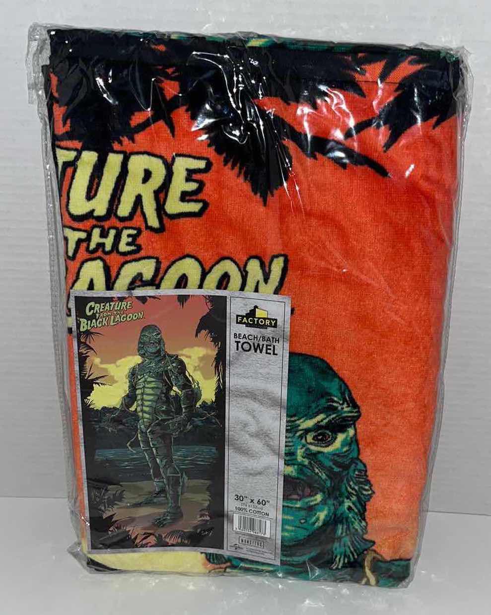 Photo 1 of BRAND NEW FACTORY ENTERTAINMENT MONSTERS 30” X 60” BEACH/BATH TOWEL, CREATURE FROM THE BLACK LAGOON (1)