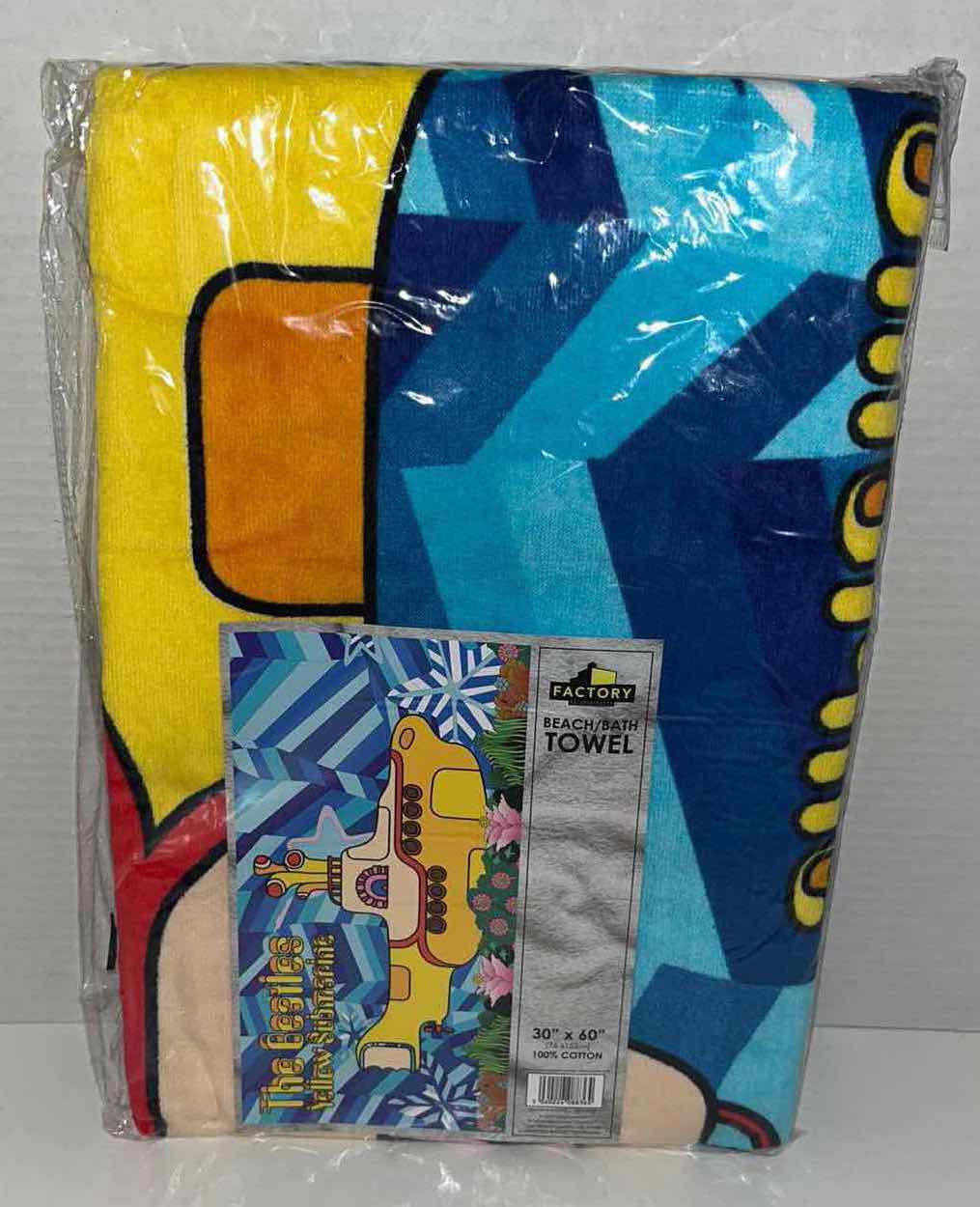 Photo 1 of BRAND NEW FACTORY ENTERTAINMENT 30” X 60” BEACH/BATH TOWEL, THE BEATLES YELLOW SUBMARINE (1)