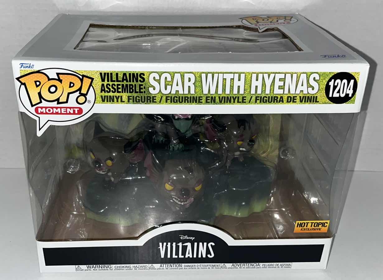 Photo 1 of NEW FUNKO POP! MOMENT VINYL FIGURINE, DISNEY VILLAINS #1204 SCAR W HYENAS (1)