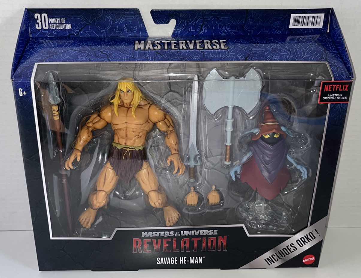Photo 1 of NEW MATTEL MASTERS OF THE UNIVERSE REVELATION ACTION FIGURE & ACCESSORIES, SAVAGE HE-MAN & ORKO (1)