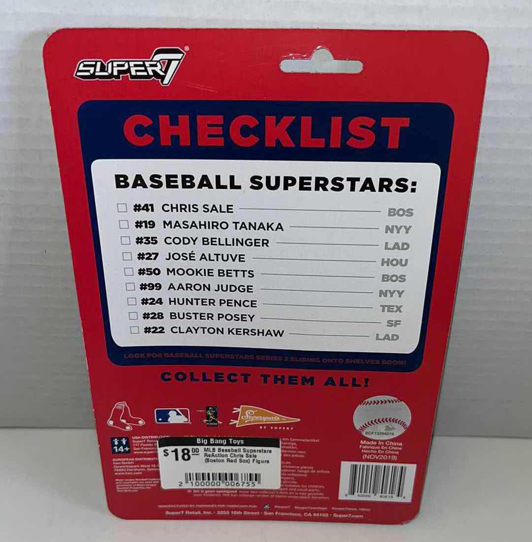 Photo 2 of NEW SUPERSPORTS BY SUPER 7, BASEBALL SUPERSTARS BOSTON RED SOX #41 CHRIS SALE (1)