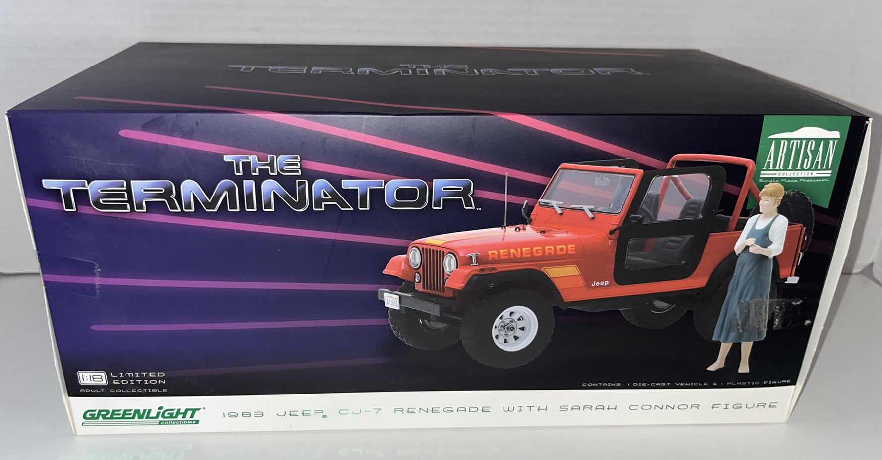 Photo 1 of BRAND NEW GREENLIGHT COLLECTIBLES ARTISAN COLLECTION LIMITED EDITION THE TERMINATOR 1983 JEEP CJ-7 RENEGADE W SARAH CONNOR FIGURE (1)