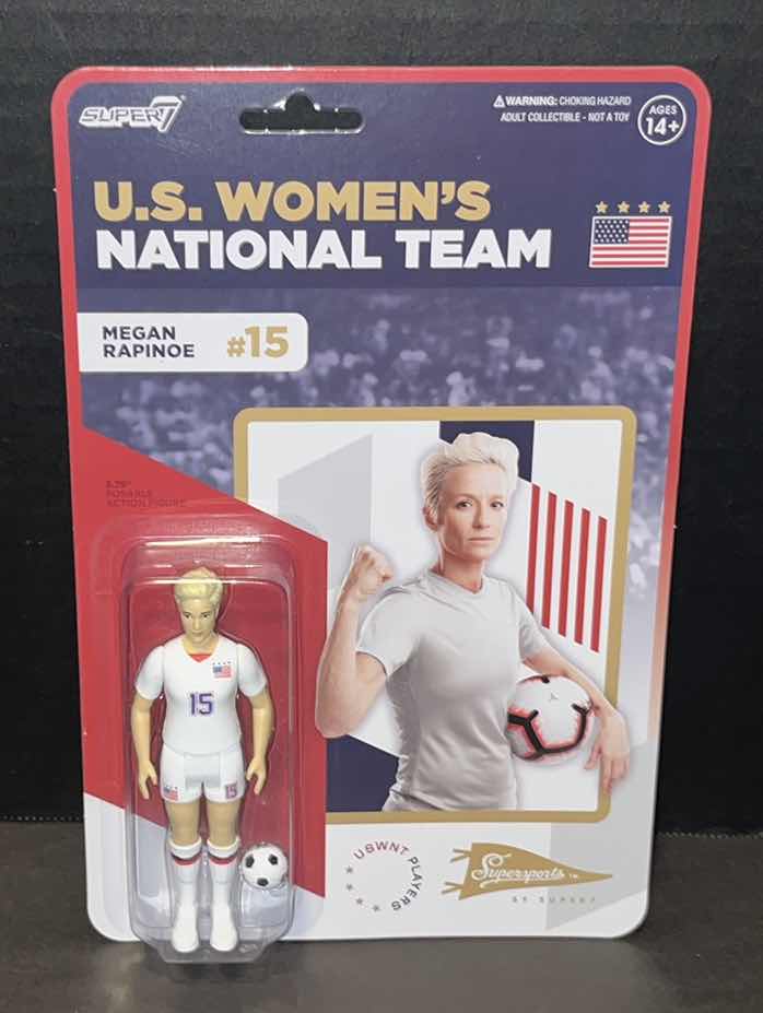 Photo 1 of NEW SUPERSPORTS BY SUPER7 U.S. WOMENS NATIONAL TEAM 3.75” POSABLE ACTION FIGURE, MEGAN RAPINOE #15