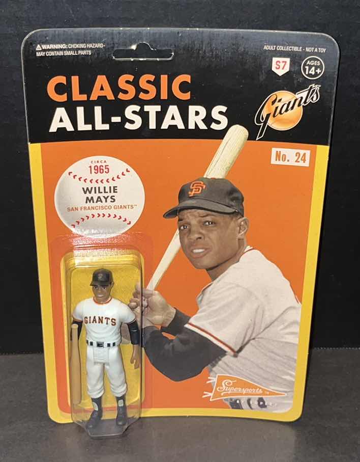 Photo 1 of NEW SUPERSPORTS BY SUPER7 CLASSIC ALL-STARS ACTION FIGURE, SAN FRANCISCO GIANTS CIRCA 1965 WILLIE MAYS #24