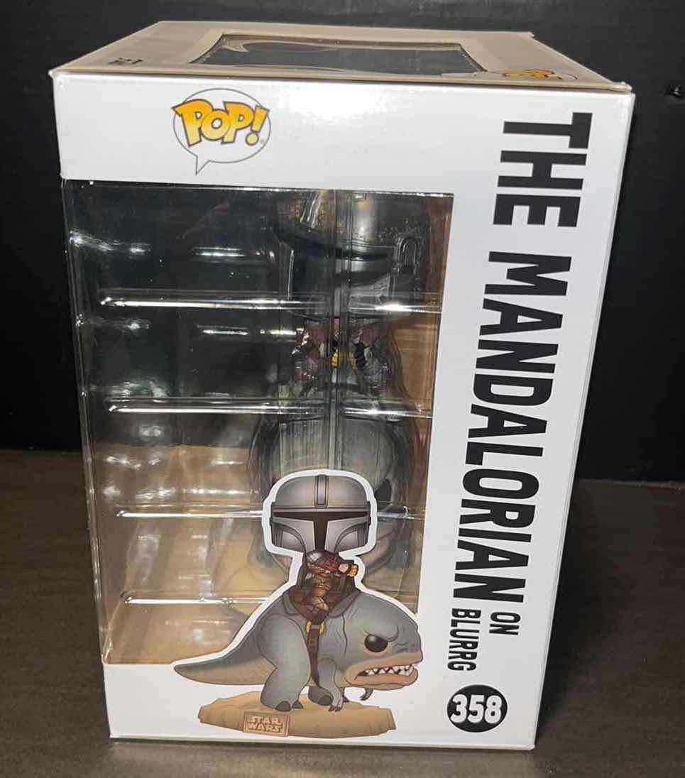 Photo 2 of NEW FUNKO POP! STAR WARS VINYL BOBBLE-HEAD, #358 THE MANDALORIAN ON BLURRG (LARGE BOX)