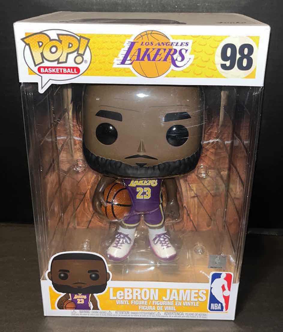 Photo 1 of NEW FUNKO POP! BASKETBALL VINYL FIGURE, #98 LOS ANGELES LAKERS 10” LEBRON JAMES (PURPLE JERSEY)