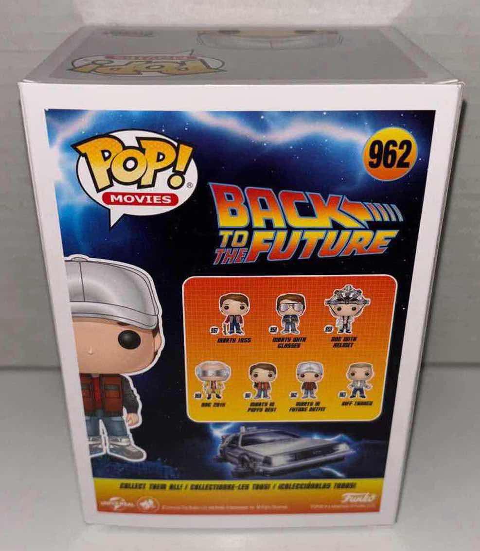 Photo 3 of NEW FUNKO POP! MOVIES VINYL FIGURE, BACK TO THE FUTURE #962 MARTY IN FUTURE OUTFIT