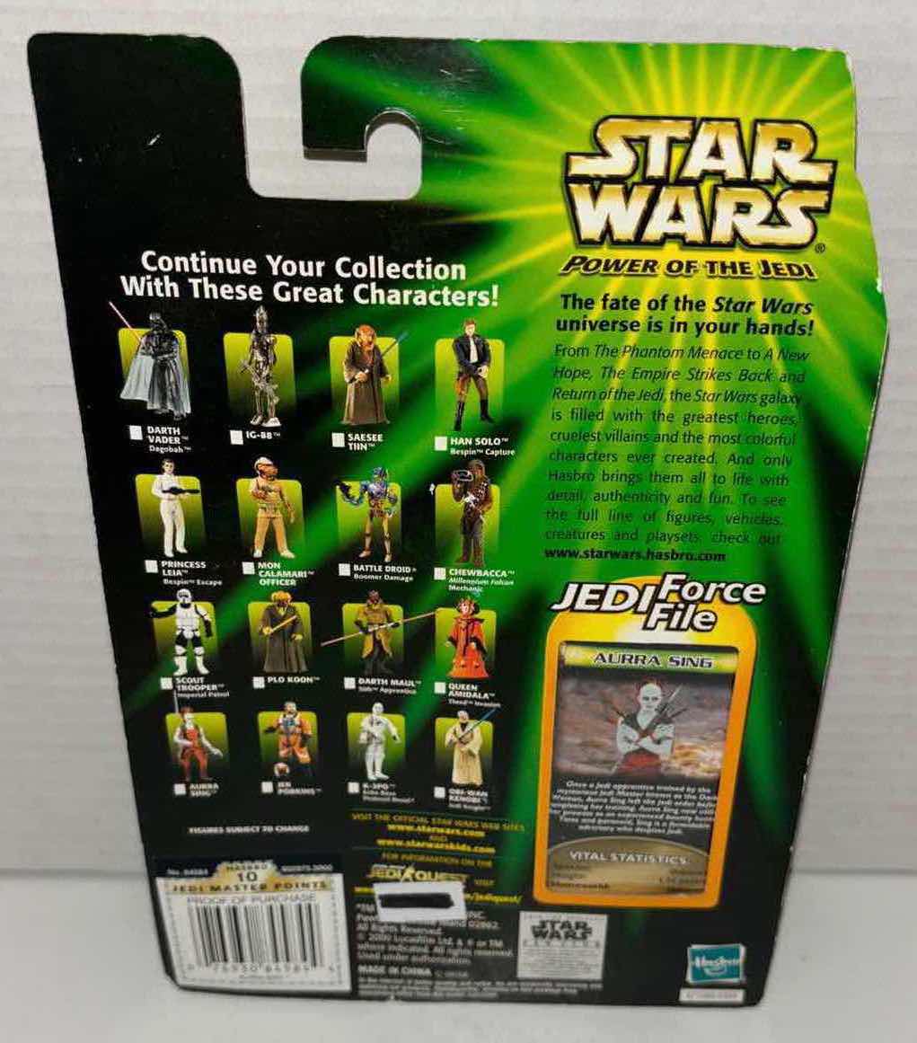 Photo 3 of NEW HASBRO STAR WARS POWER OF THE JEDI ACTION FIGURE, AURRA SING W JEDI FORCE FILE