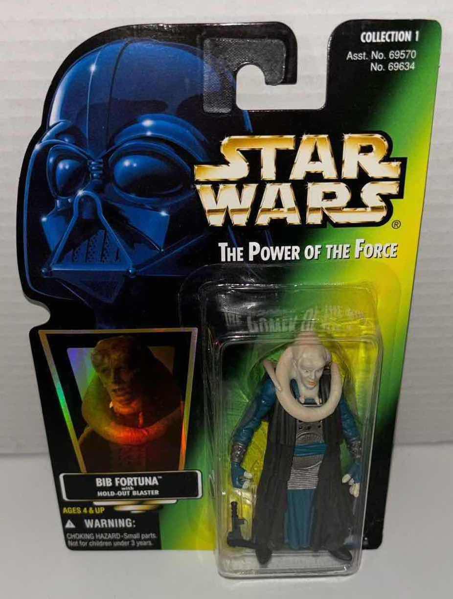 Photo 1 of NEW KENNER STAR WARS THE POWER OF THE FORCE ACTION FIGURE, BIB FORTUNA W HOLD-OUT BLASTER