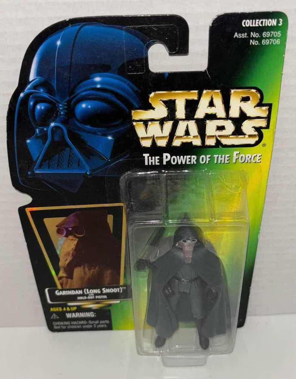 Photo 1 of NEW KENNER STAR WARS THE POWER OF THE FORCE ACTION FIGURE, GARINDAN (LONG SNOOT) W HOLD-OUT PISTOL