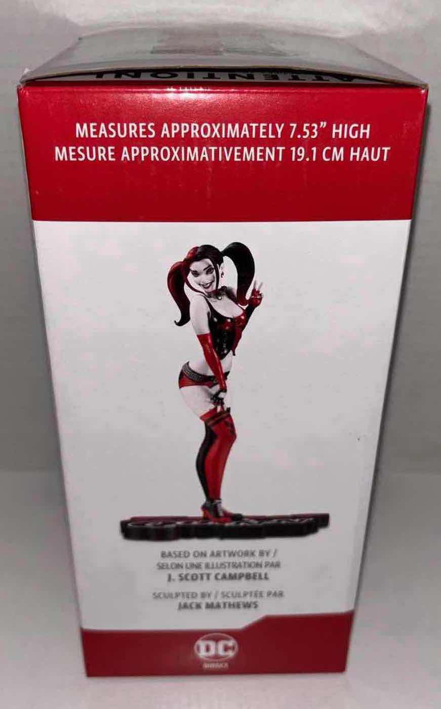 Photo 4 of BRAND NEW MCFARLANE TOYS DC DIRECT HARLEY QUINN RED, WHITE & BLACK 7.5” RESIN STATUE BY J. SCOTT CAMPBELL 