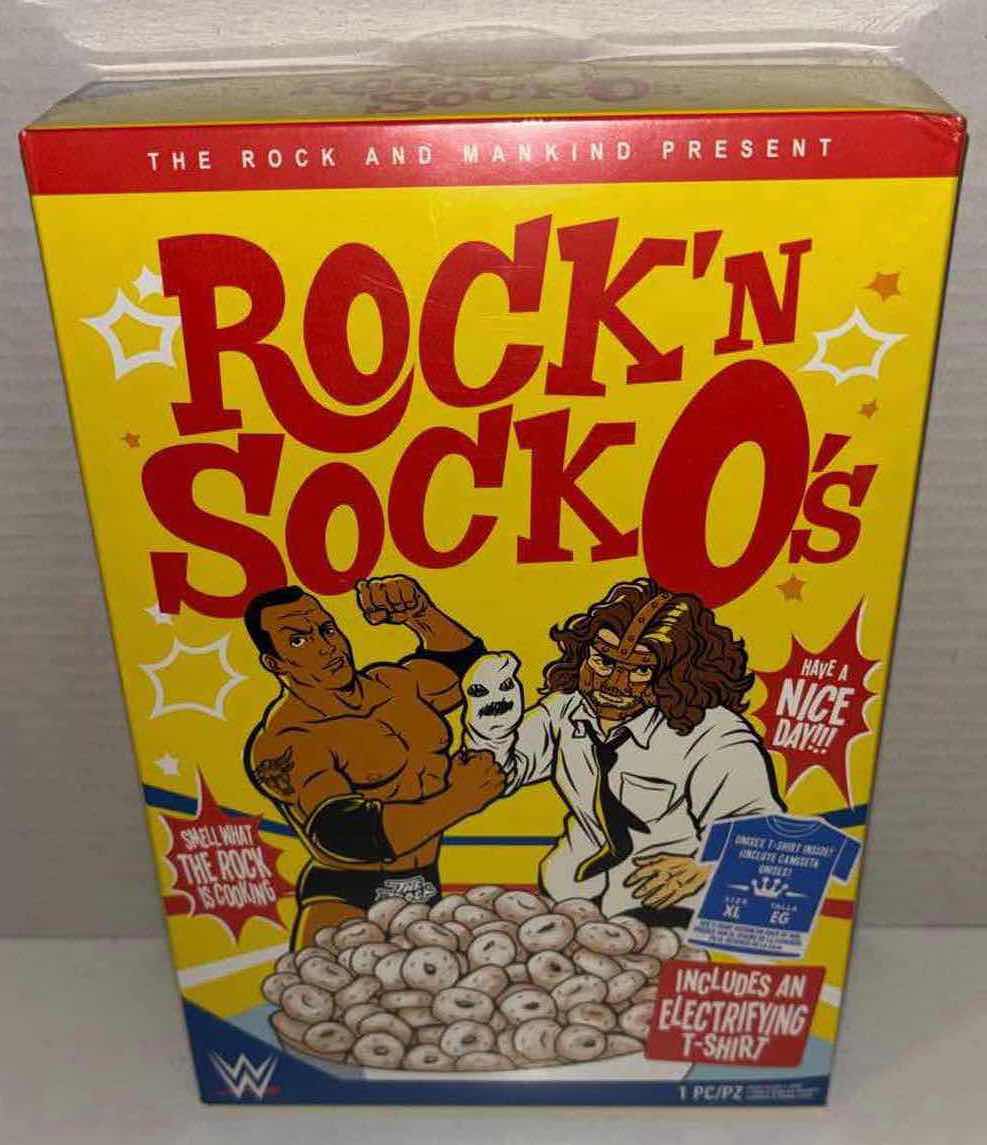 Photo 2 of NEW FUNKO WWE THE ROCK & MANKIND PRESENT ROCK N SOCK O’S UNISEX T-SHIRT, SIZE X-LARGE 