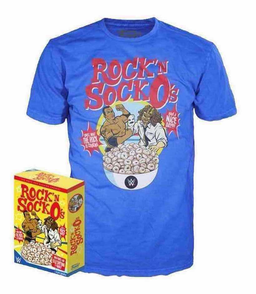 Photo 1 of NEW FUNKO WWE THE ROCK & MANKIND PRESENT ROCK N SOCK O’S UNISEX T-SHIRT, SIZE X-LARGE 