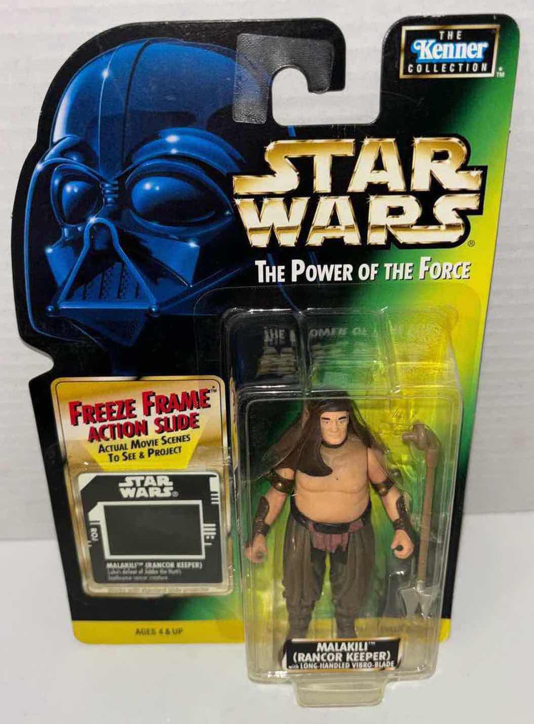 Photo 1 of NEW KENNER STAR WARS THE POWER OF THE FORCE ACTION FIGURE, MALAKILI (RANCOR KEEPER) W LONG-HANDLED VIBRO-BLADE & FREEZE FRAME ACTION SLIDE