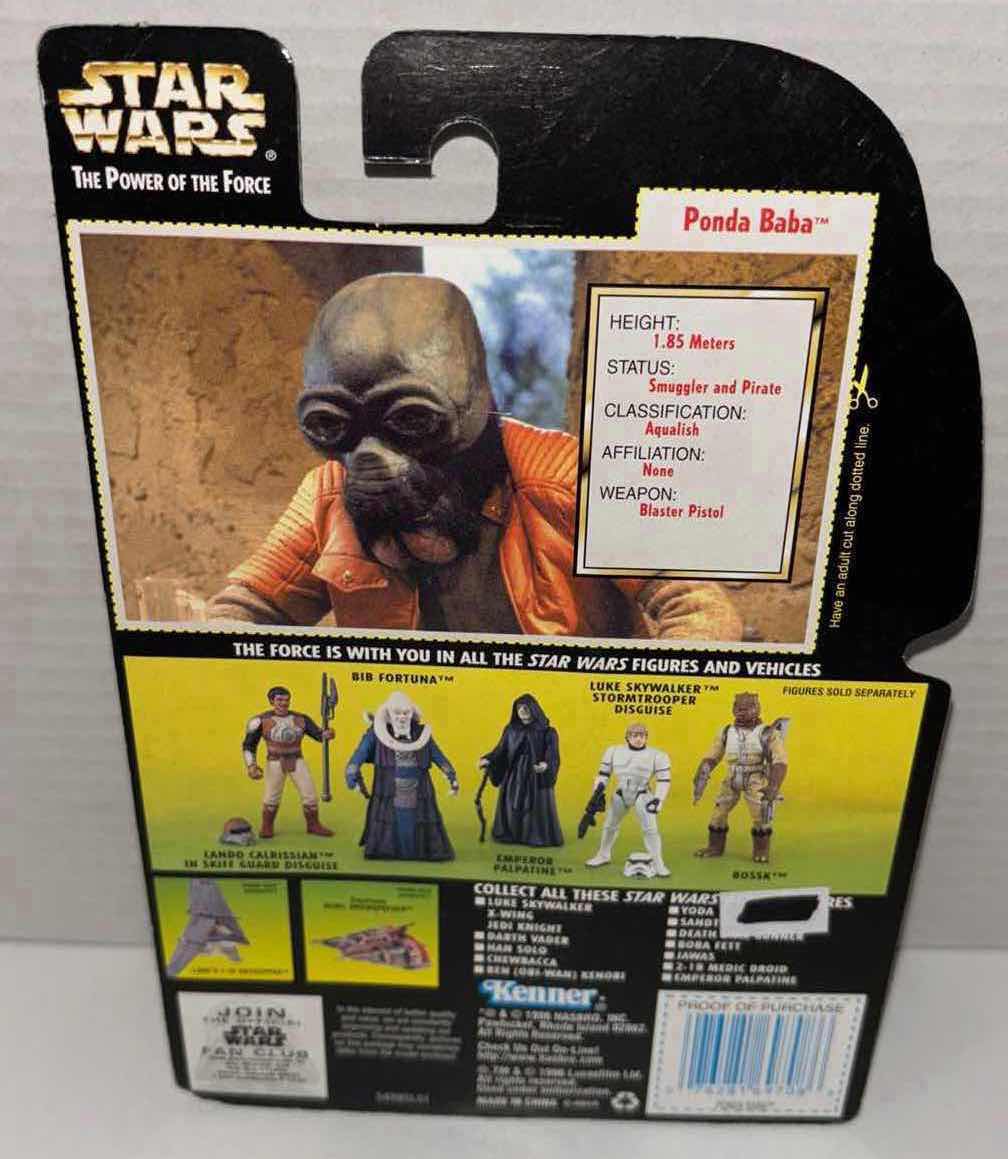 Photo 3 of NEW KENNER STAR WARS THE POWER OF THE FORCE ACTION FIGURE, PONDA BABA W BLASTER PISTOL AND RIFLE