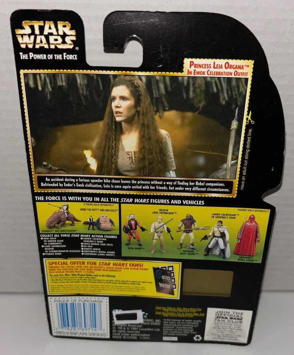 Photo 3 of NEW KENNER STAR WARS THE POWER OF THE FORCE ACTION FIGURE, PRINCESS LEIA ORGANA IN EWOK CELEBRATION OUTFIT & FREEZE FRAME ACTION SLIDE